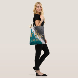 Modern Artsy Blauwgroen Blue Black Ocean Beach Wav Tote Bag