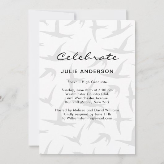 Modern Artsy Cut-out Graduation Party nodigt uit Kaart (Achterkant)