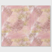 Modern Artsy Glam Faux Roos Gold Glitter Blush Cadeaupapier (Vlak)
