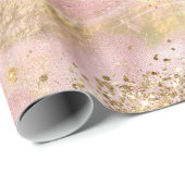 Modern Artsy Glam Faux Roos Gold Glitter Blush Cadeaupapier (Rol Hoek)