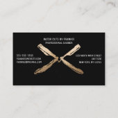 Modern Artsy Goud Zwart Scheermesjes Barber Visitekaartje (Achterkant)