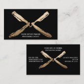 Modern Artsy Goud Zwart Scheermesjes Barber Visitekaartje (Voorkant / Achterkant)