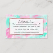 Modern Artsy Neon Roze Blauwgroen Abstracte verf Visitekaartje (Achterkant)