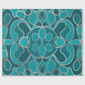 Modern Artsy Ocean Blue Roos Gold Geometrisch Cadeaupapier (Vlak)