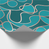 Modern Artsy Ocean Blue Roos Gold Geometrisch Cadeaupapier (Hoek)