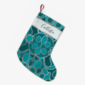 Modern Artsy Ocean Blue Roos Gold Geometrisch Kleine Kerstsok (Voorkant (Hangend))
