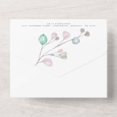 Modern Artsy Pastel laat roze Blauwgroen bruiloft All In One Uitnodiging (Achterkant)