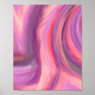 Modern Artsy Pink Coral Paarse Abstracte Kunst Poster