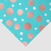 Modern Artsy Roos Goud Blauwgroen Polka Dots Tissuepapier (Detail)