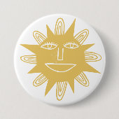 Modern Artsy Sun Yellow Cute Ronde Button 7,6 Cm (Voorkant)