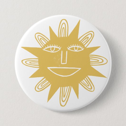 Modern Artsy Sun Yellow Cute Ronde Button 7,6 Cm (Voorkant)