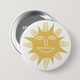 Modern Artsy Sun Yellow Cute Ronde Button 7,6 Cm
