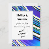 Modern Artsy Wavy Blue Fractal Stripes Pattern Kaart (Voorkant)