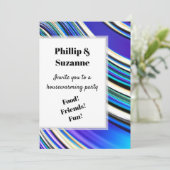 Modern Artsy Wavy Blue Fractal Stripes Pattern Kaart (Staand voorkant)