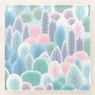 Modern Artsy Winter Trees Glazen Onderzetter