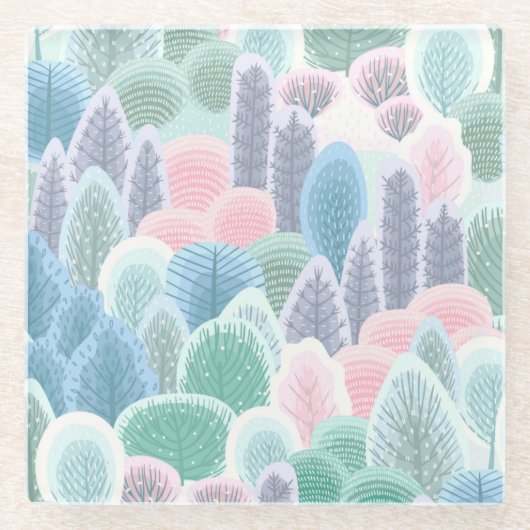 Modern Artsy Winter Trees Glazen Onderzetter (Voorkant)