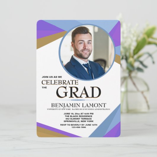 Modern Aspect Photo Afstuderen Invitation Kaart (Staand voorkant)