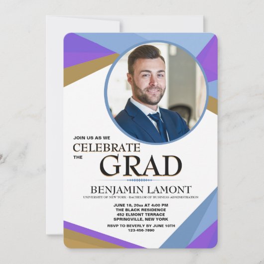 Modern Aspect Photo Afstuderen Invitation Kaart (Voorkant)