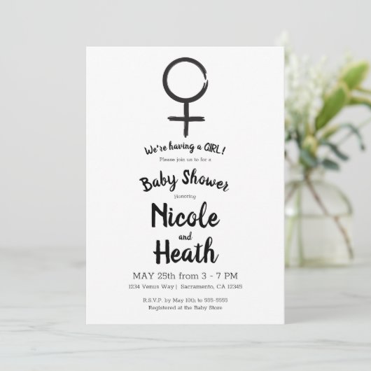 Modern Astrology Venus Feminine Baby Girl Shower Kaart (Staand voorkant)