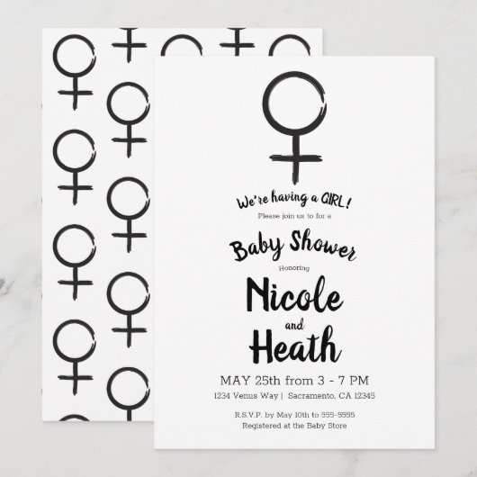 Modern Astrology Venus Feminine Baby Girl Shower Kaart (Voorkant / Achterkant)