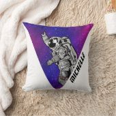 Modern Astronaut Purple Galaxy Space Custom Name Kussen (Deken)