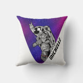 Modern Astronaut Purple Galaxy Space Custom Name Kussen (Achterkant)
