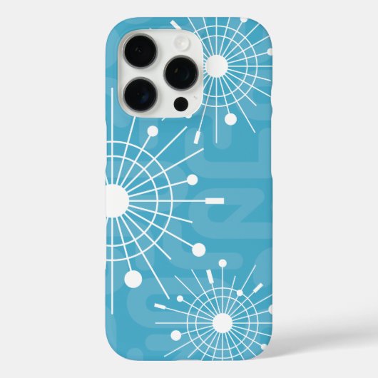 Modern Atomic Sputnik Snowflake Kerstmis Aqua Case-Mate iPhone Case (Achterkant)