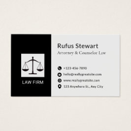 Modern Attorney Design White & Black Business Card Visitekaartje