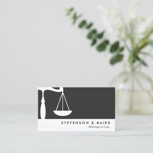 Modern Attorney Justice Scale zwart-wit Visitekaartje (Staand voorkant)