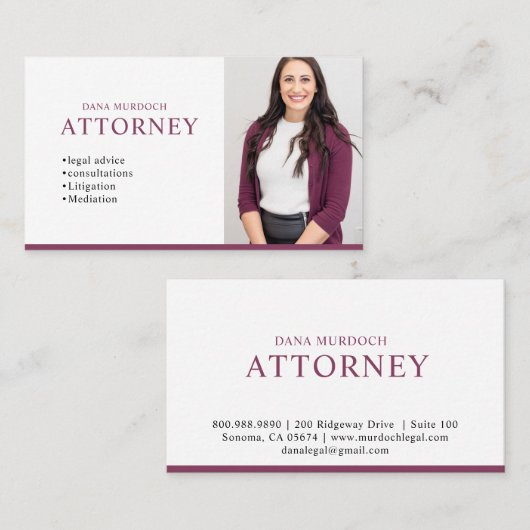 Modern Attorney Professional Photo Visitekaartje (Voorkant / Achterkant)