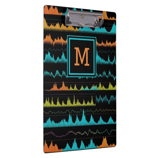 Modern Audio Waveform & Sound Frequency Monogram Klembord (Rechts)