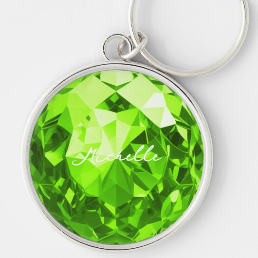 Modern August Birthstone Peridot Naam Premium Sleutelhanger (Voorkant)
