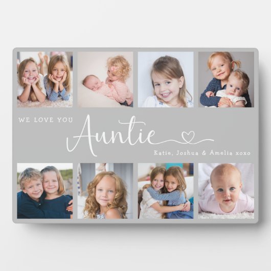 Modern Auntie Photo Collage Heart Script Fotoplaat (voorkant)