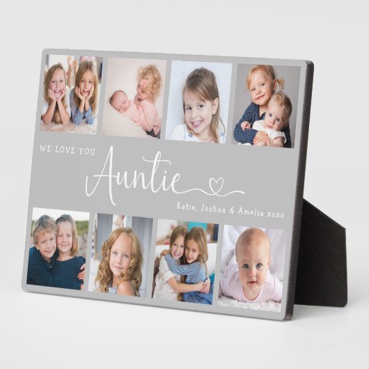 Modern Auntie Photo Collage Heart Script Fotoplaat (Zijkant)