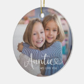 Modern Auntie We Love You Cute Heart 2 Photo Keramisch Ornament (Links)