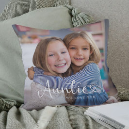 Modern Auntie We Love You Cute Heart 2 Photo Kussen