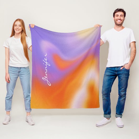 Modern Aura Colorful Gradient Fleece Blanket (In situ)