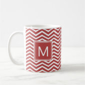 modern Aurora Red Chevron patroon met monogram Koffiemok (Links)