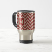 modern Aurora Red Chevron patroon met monogram Reisbeker (Voorkant links)