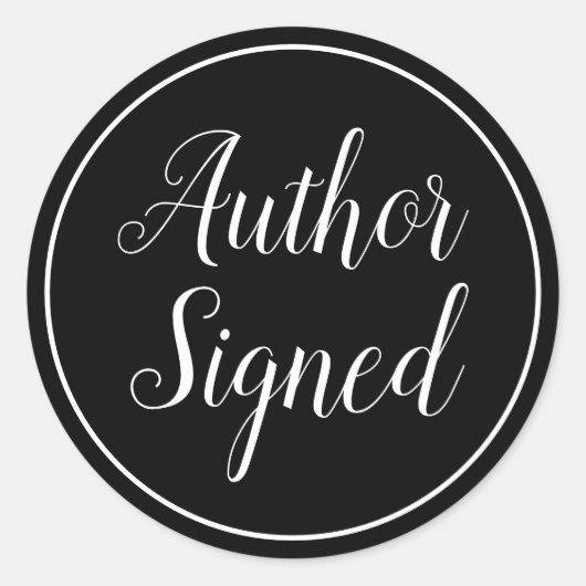 Modern Author Signed Black and White Ronde Sticker (Voorkant)