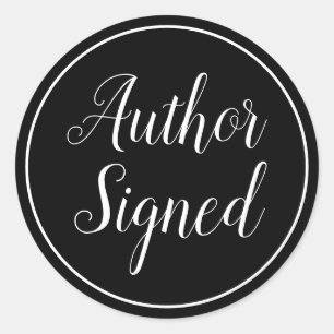 Modern Author Signed Black and White Ronde Sticker