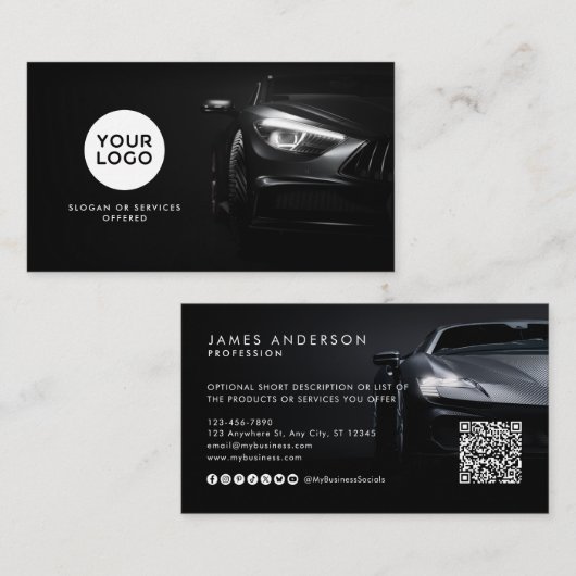 Modern Auto/ Auto Logo QR Code & Sociale Media Visitekaartje (Voorkant / Achterkant)