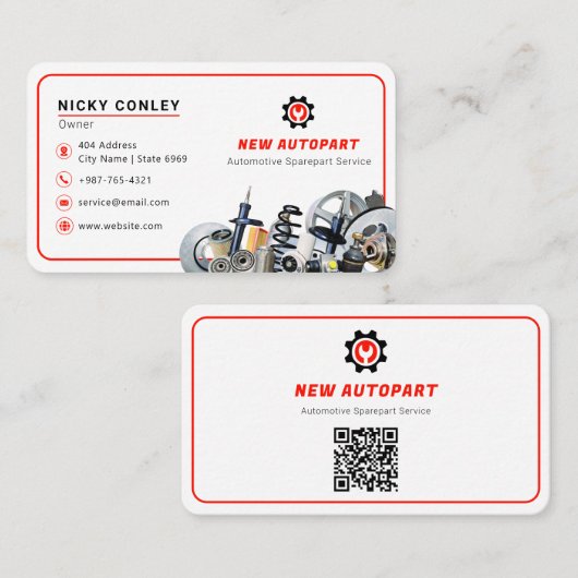 modern autoonderdeel | wit visitekaartje (Voorkant / Achterkant)