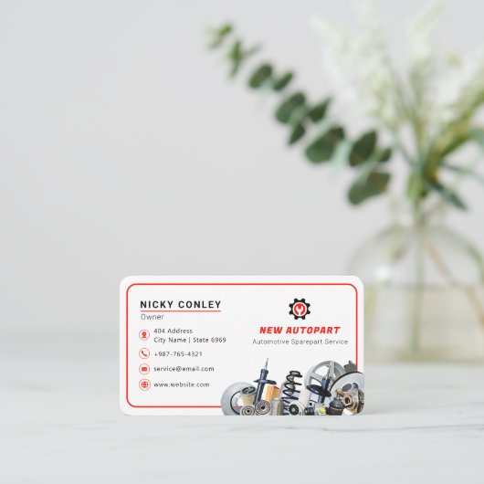 modern autoonderdeel | wit visitekaartje (Staand voorkant)