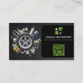modern autoonderdeel | zwart groen visitekaartje (Achterkant)