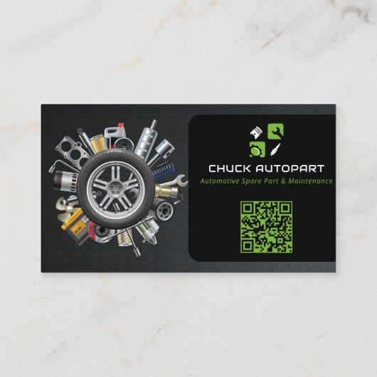 modern autoonderdeel | zwart groen visitekaartje (Achterkant)