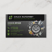 modern autoonderdeel | zwart groen visitekaartje (Voorkant)