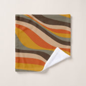 Modern Autumn Abstracte Wavy Lines in Earth Tones Bad Handdoek (Wasdoekje)