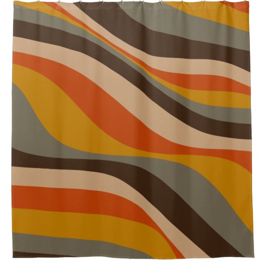 Modern Autumn Abstracte Wavy Lines in Earth Tones Douchegordijn (Voorkant)