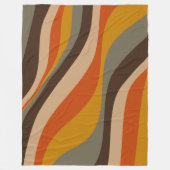 Modern Autumn Abstracte Wavy Lines in Earth Tones Fleece Deken (Voorkant)